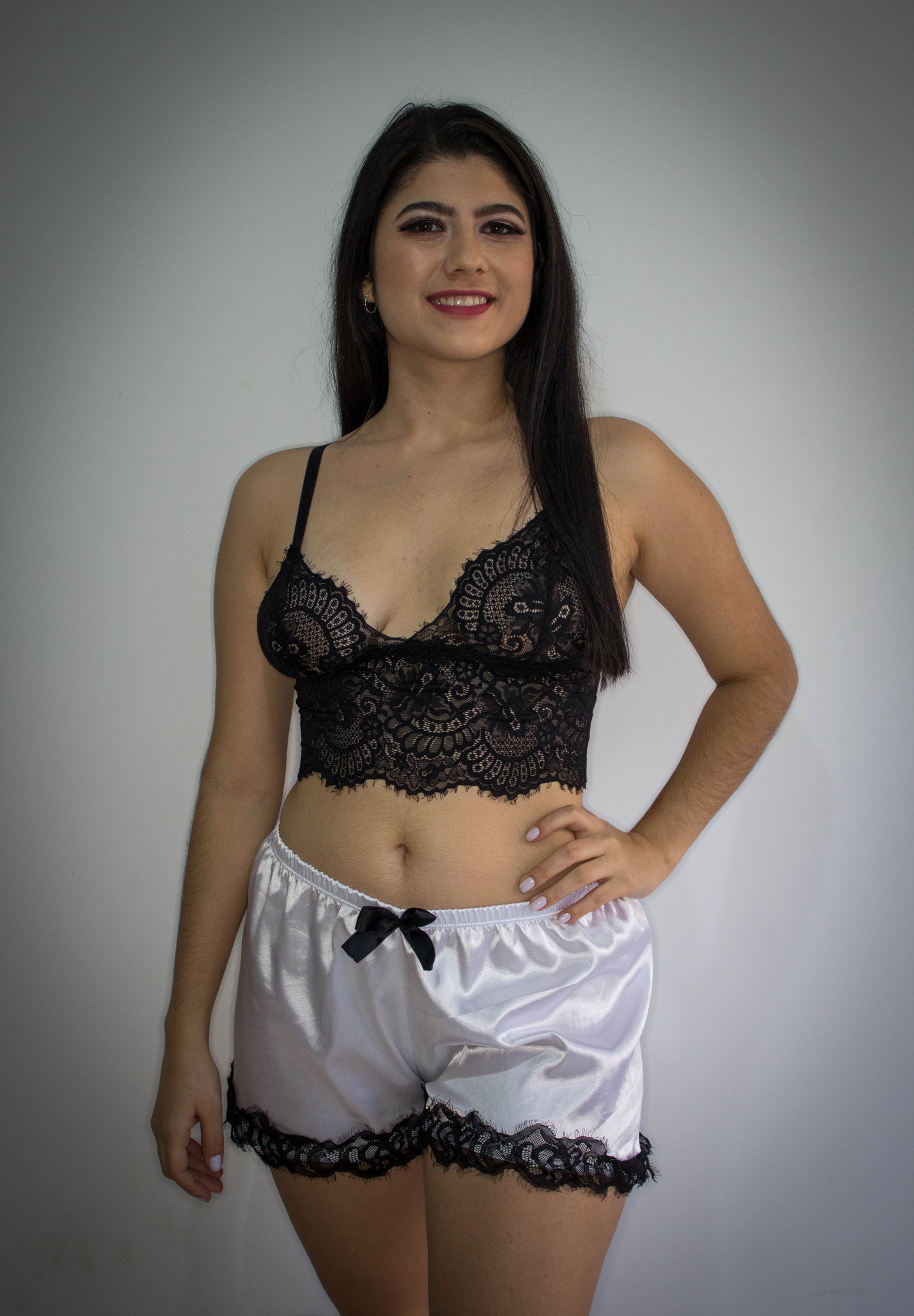 Pijama crop top negro